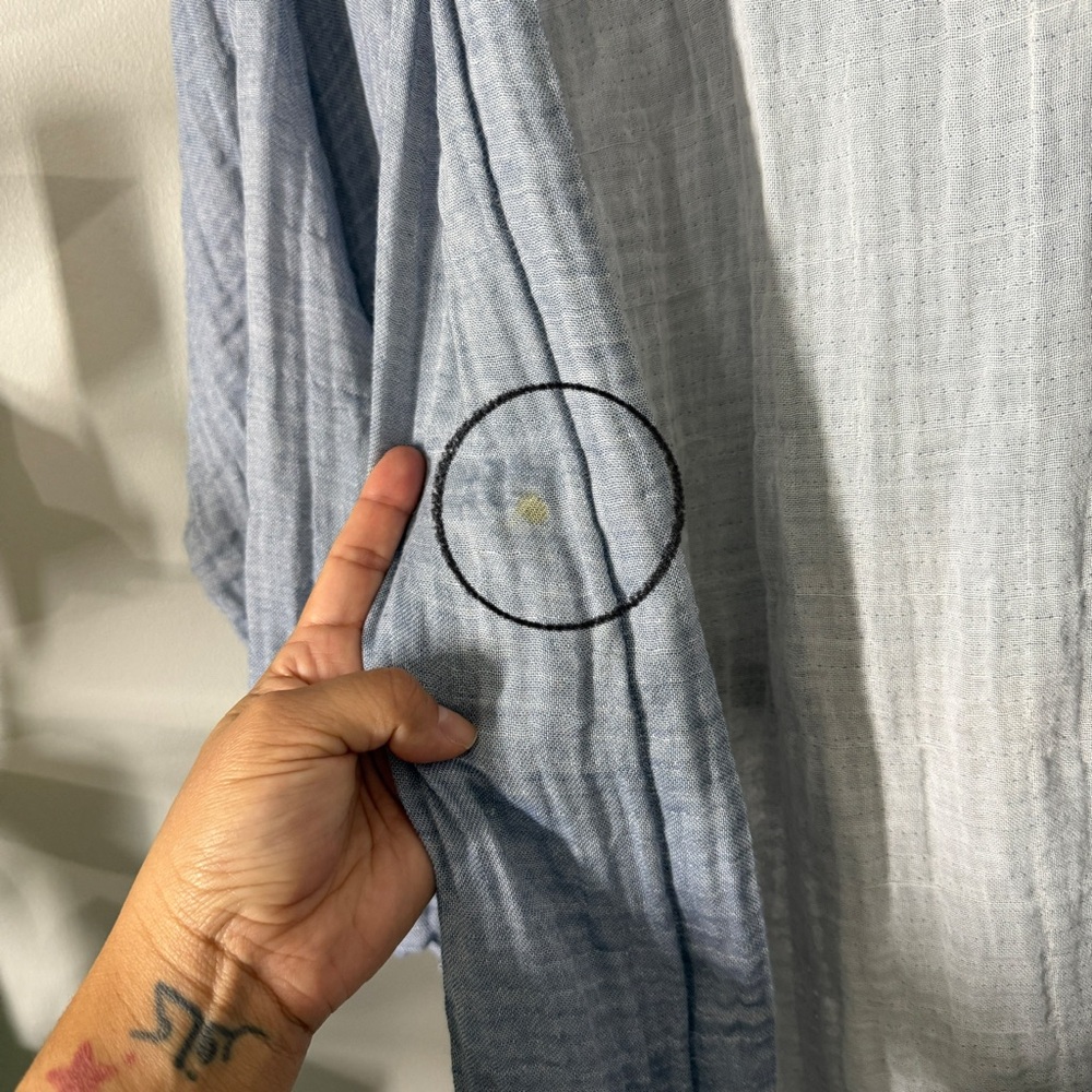 Eileen Fisher ONE SIZE Chambray Organic Cotton Crinkle Gauze Kimono Jacket - Picture 11 of 11